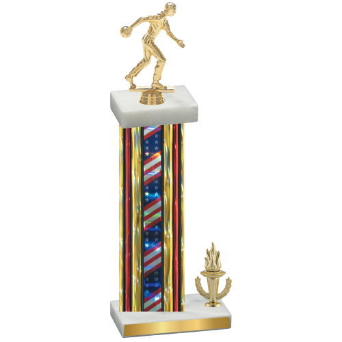 Accented Single Flag USA Victory Bowling Trophy