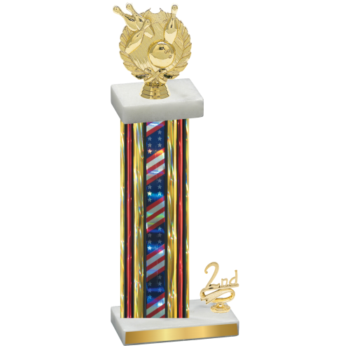 Accented Single Flag USA Second Place Bowling Trophy
