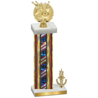 Accented Single Flag USA Victory Bowling Trophy