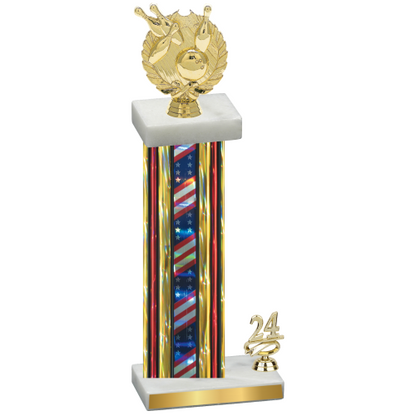 Accented Single Flag USA Year Bowling Trophy