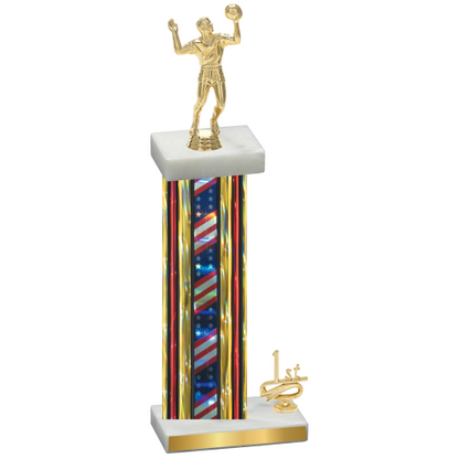 Accented Single Flag USA First Place Volleyball Trophy