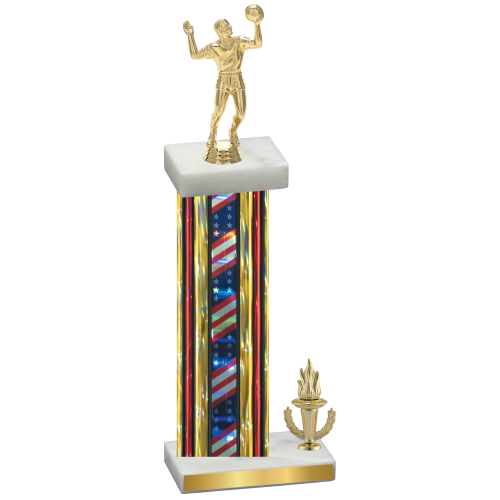 Accented Single Flag USA Victory Volleyball Trophy