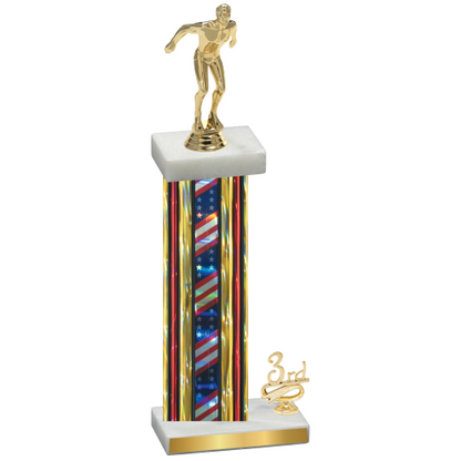 Accented Single Flag USA Third Place Swimming Trophy