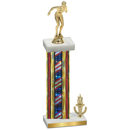 Accented Single Flag USA Victory Tennis Trophy