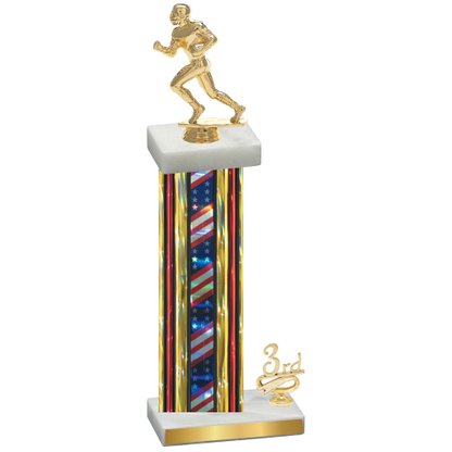 Accented Single Flag USA Third Place Football Trophy