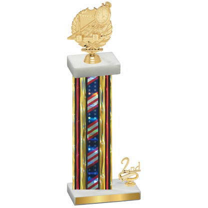 Accented Single Flag USA Second Place Swimming Trophy