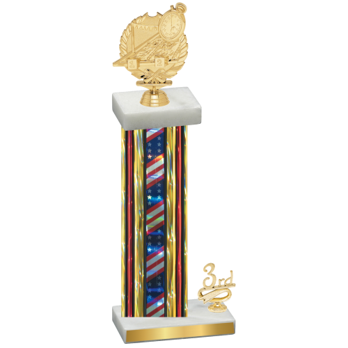 Accented Single Flag USA Third Place Swimming Trophy