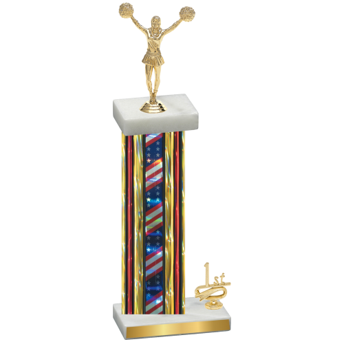 Accented Single Flag USA First Place Cheerleading Trophy