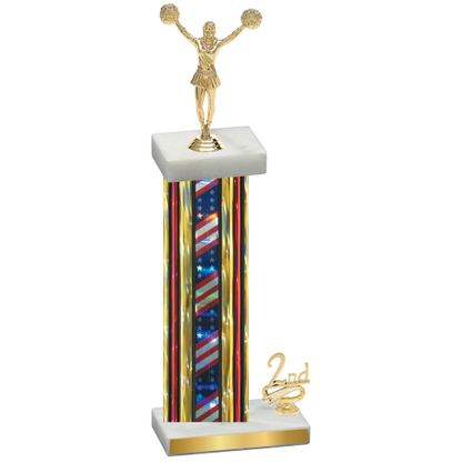 Accented Single Flag USA Second Place Cheerleading Trophy