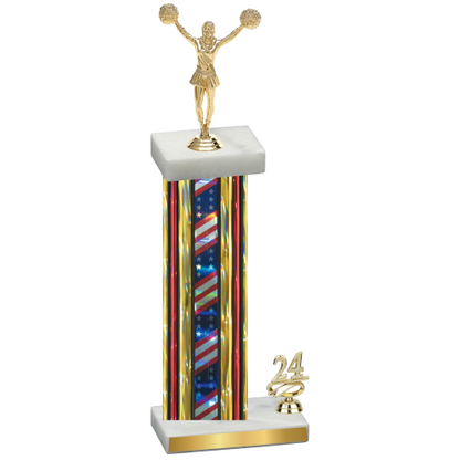 Accented Single Flag USA Year Cheerleading Trophy