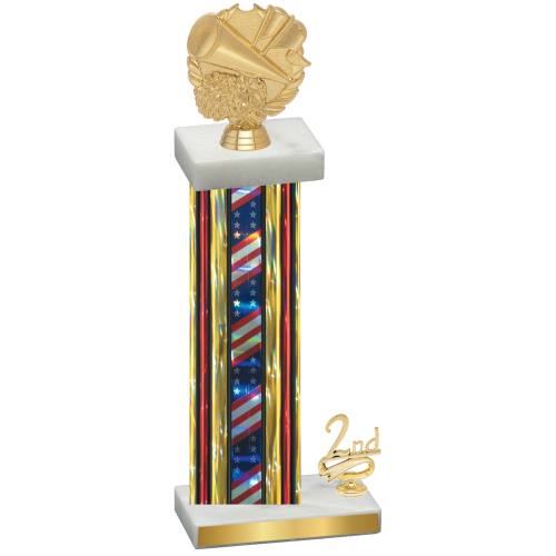 Accented Single Flag USA Second Place Cheerleading Trophy