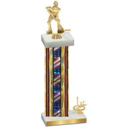 Accented Single Flag USA First Place Hockey Trophy