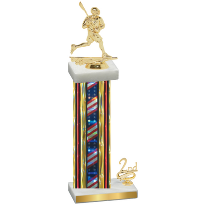 Accented Single Flag USA Second Place Lacrosse Trophy