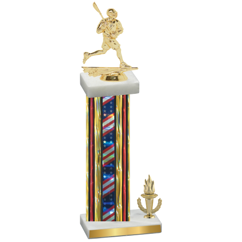 Accented Single Flag USA Victory Lacrosse Trophy