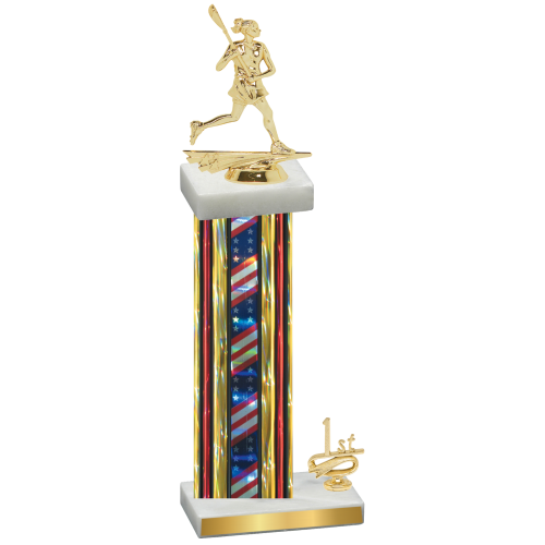 Accented Single Flag USA First Place Lacrosse Trophy