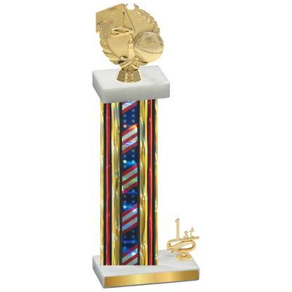 Accented Single Flag USA First Place Basketball Trophy