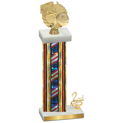 Accented Single Flag USA Second Place Basketball Trophy