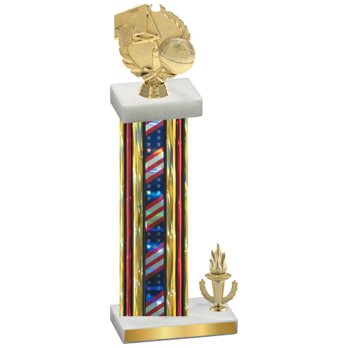 Accented Single Flag USA Victory Basketball Trophy