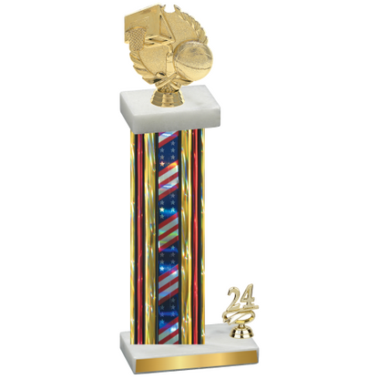 Accented Single Flag USA Year Basketball Trophy