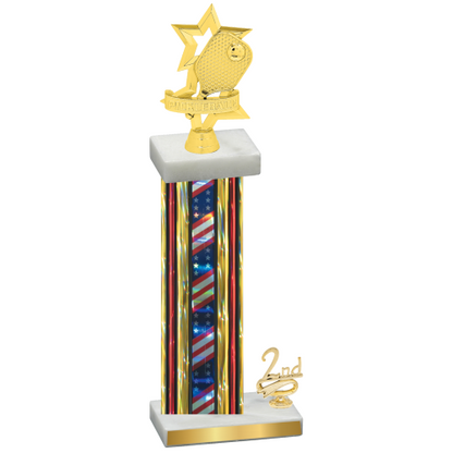 Accented Single Flag USA Second Place Pickleball Trophy