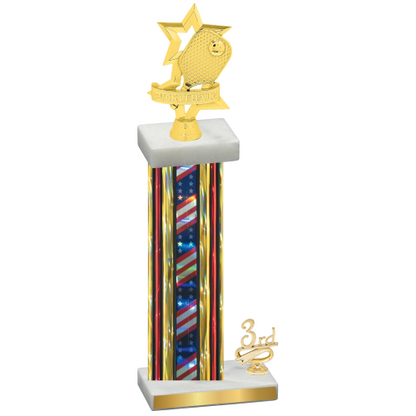 Accented Single Flag USA Third Place Pickleball Trophy