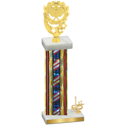 Accented Single Flag USA First Place Pickleball Trophy