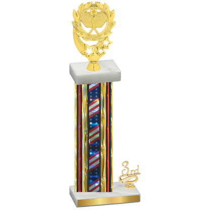 Accented Single Flag USA Third Place Pickleball Trophy