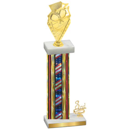 Accented Single Flag USA Third Place Pickleball Trophy