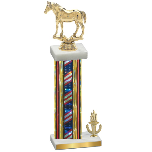 Accented Single Flag USA Victory Horses Trophy