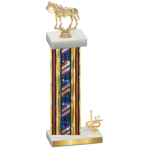 Accented Single Flag USA First Place Horses Trophy