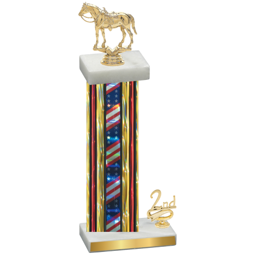 Accented Single Flag USA Second Place Horses Trophy