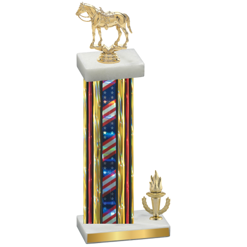 Accented Single Flag USA Victory Horses Trophy