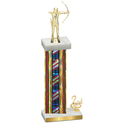 Accented Single Flag USA Second Place Archery Trophy