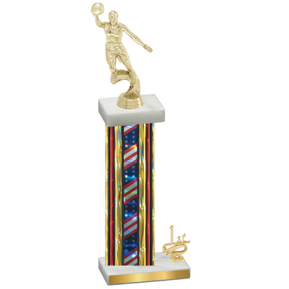 Accented Single Flag USA First Place Basketball Trophy