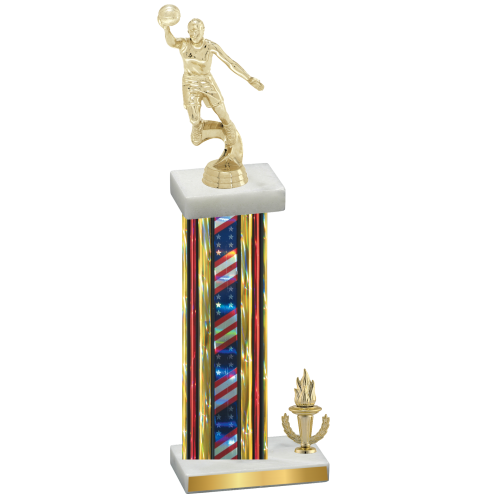 Accented Single Flag USA Victory Basketball Trophy