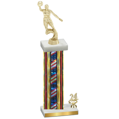 Accented Single Flag USA Year Basketball Trophy