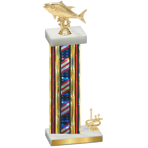 Accented Single Flag USA First Place Fishing Trophy