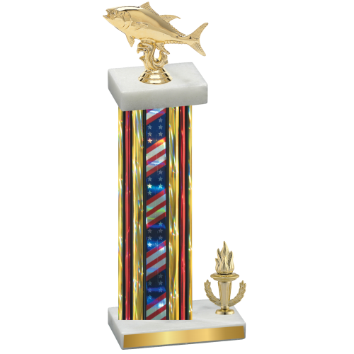 Accented Single Flag USA Victory Fishing Trophy