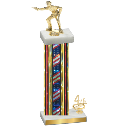 Accented Single Flag USA Fourth Place Shooter Trophy