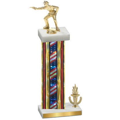 Accented Single Flag USA Victory Shooter Trophy