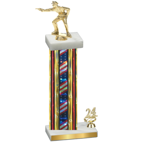 Accented Single Flag USA Year Shooter Trophy