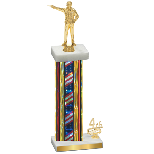 Accented Single Flag USA Fourth Place Shooter Trophy