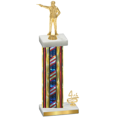 Accented Single Flag USA Fourth Place Shooter Trophy
