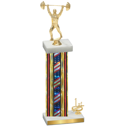 Accented Single Flag USA First Place Weights Trophy