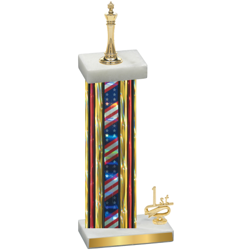 Accented Single Flag USA First Place Chess Trophy