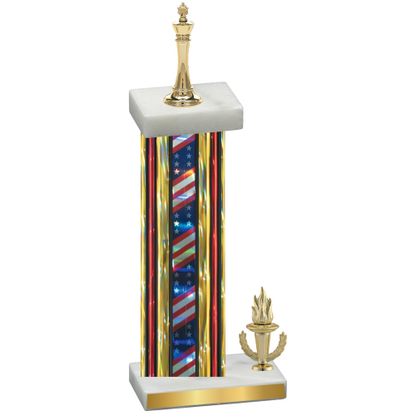 Accented Single Flag USA Victory Chess Trophy