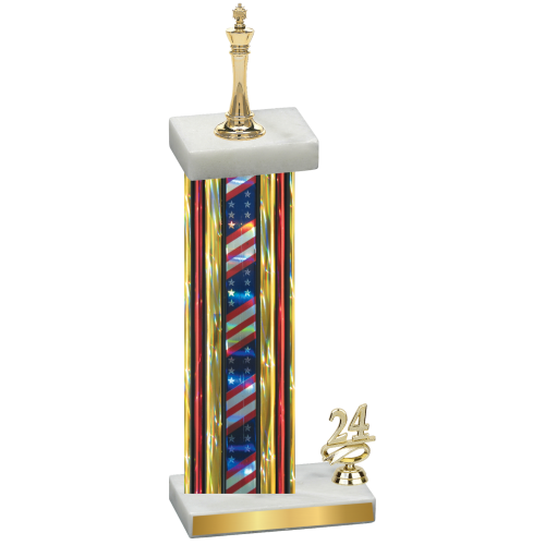 Accented Single Flag USA Year Chess Trophy