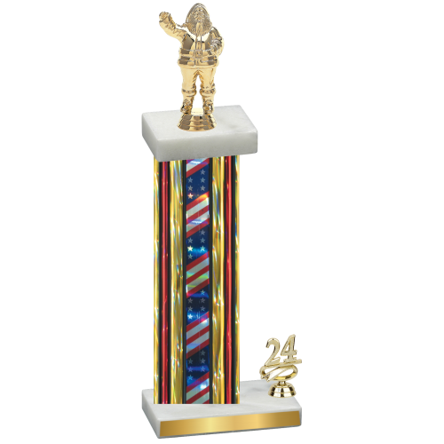 Accented Single Flag USA Year Holiday Trophy