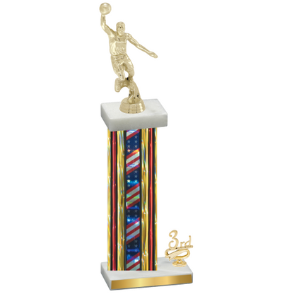 Accented Single Flag USA Third Place Basketball Trophy