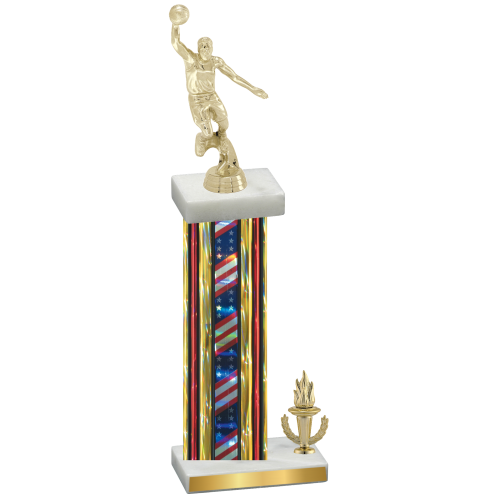 Accented Single Flag USA Victory Basketball Trophy